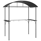 Homgoday Grillpavillon mit Seitenregalen Anthrazit 220x115x230 cm Stahl Grillpavillon Model360138