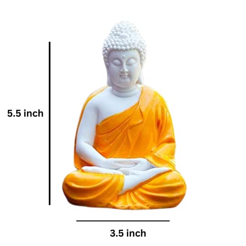 The Advitya Buddha Statue Sitting | Gift Items Premium Rare Handcrafted Polymarble Meditation/Dhyan Lord Figurine/Idol | Decorative/Fengshui/Showpiece (Orange, 5.5-inch) Pack of 1 (Orange), Idol