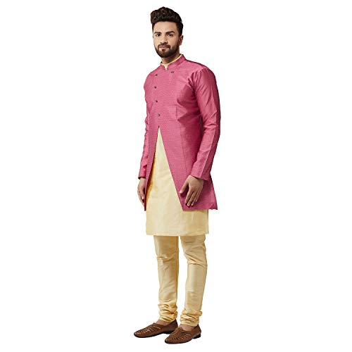 Image of SOJANYA Men's Silk Blend Solid Kurta & Pyjama Set