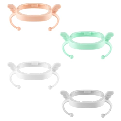 Baby Bottle Handles 4 Pack, Ergonomic Compatible Baby Bottle Holder for Lansinoh Natural Feeding Bottles, Easy Grip Handle for Newborn, Assorted Colors (Pink, Green, White, Gray)
