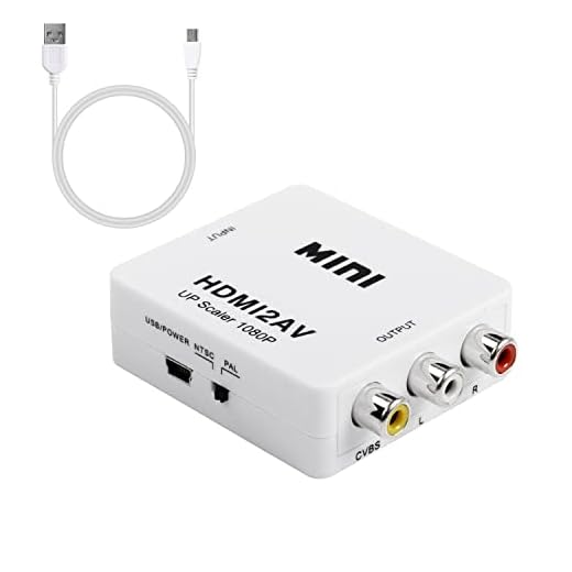 GRLRHONR HDMI till RCA-omvandlare, 1080p HDMI till CVBS AV-videoljudsadapter stöder PAL/NTSC, för PC, bärbar dator, Xbox, HDTV, DVD (vit)
