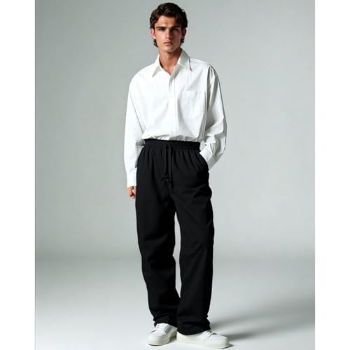 Men's Baggy Sweatpants Open Bottom Straight Leg Track Pants Sport Workout Joggers with Pockets Soft Lounge Trousers4