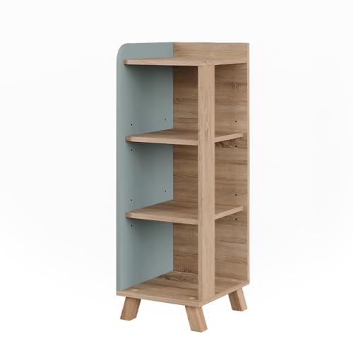 Vicco Midischrank Sonoma/Blau Karen 30x90x35 cm - Die Badezimmermöbel, Mehr Ordnung im Badezimmer durch übersichtliche Ablage