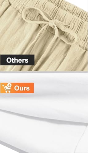 BIRW 2025 Summer Women Linen Pants with Pockets High Waist Comfy White Gauze Pants Casual Lightweight Loose Trousers3