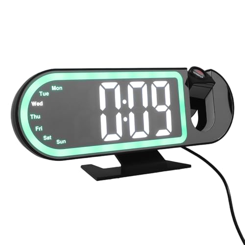 Lurrose Sveglia Digitale a Proiezione LED per Camera da Letto con Display a Specchio, Orologio da Comodino a Batteria con Funzione Snooze, Proiezione Sul Soffitto e Design Moderno