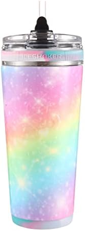 Ice Shaker 26 Oz Tumbler, Insulated Water Bottle with Straw, Stainless Steel Water Bottle, As Seen on Shark Tank, Water Bottle with Straw, Unicorn