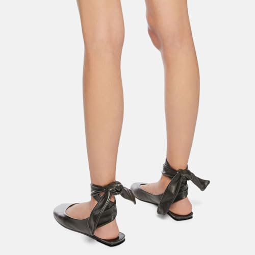 miss left Women Comfortable Rounded Closed Toe Ballet Flats Lace Up Strappy Ballerina Shoes for Casual Dancing Outdoor Outfit Size 4-16 US4