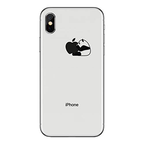 Preisvergleich Produktbild Homikon Silikon Hülle Karikatur Panda TPU Tasche Handyhülle Transparente Durchsichtig Kirstall Clear Schutzhülle Stoßdämpfend Soft Case Cover Kompatibel mit iPhone X - Apfel Essen