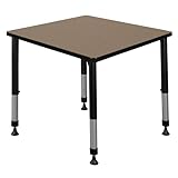 Romig Trek 30 in. Square Height Adjustable Classroom Activity Table- Noble Oak Top & Grey Base