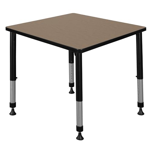Romig Trek 30 in. Square Height Adjustable Classroom Activity Table- Noble Oak Top & Grey Base