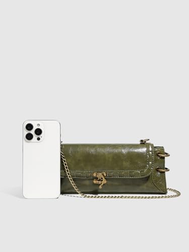 MakeMeChic Women's Flap Clutch Faux Leather Crossbody Bag Chain Strap Shoulder Handbags Retro Purse4