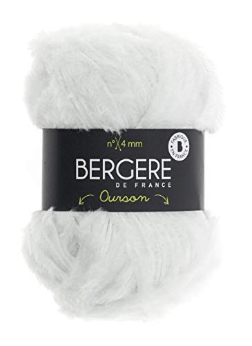 Bergère de France - OURSON pelote de laine à tricoter et crochet (50g) 80% de polyamide - 4 mm - Fil doux pour bébé et la famille - Blanc (BLANC)