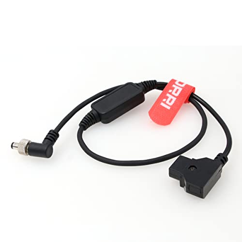 DRRI 12V Regulated D-Tap to Locking Right-Angle DC Cable for Blackmagic Design ATEM Mini switcher, 12V Lock dc-dtap