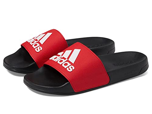 adidas Unisex Adilette Shower Slides Sandal, Better Scarlet/White/Black, 10 US Men - 5