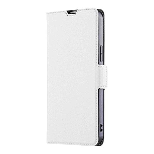 Fansipro Funda tipo cartera para MOTOROLA MOTO ONE FUSION PLUS de piel sintética de alta calidad para MOTO ONE FUSION Plus, 1 ranura para tarjetas, práctico, blanco