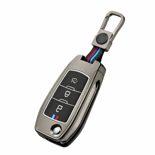 Image of Premium Metal Car Key Case Cover Compatible for Ford Endeavour | Figo | Aspire | Freestyle 3 Button Flip Key (FORD-3-Black)