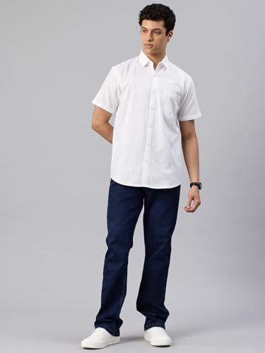 Image of Majestic Man Men's Pure Cotton Dobby Weave Checks Slim Fit Half Sleeve Casual Shirt
