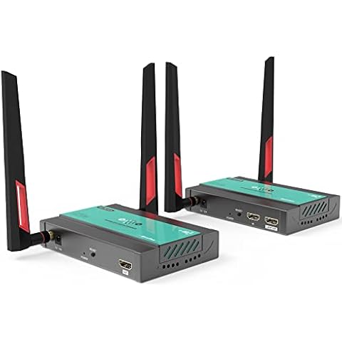 Mirabox Wireless HDMI Transmitter and Receiver Extender 1x4-1080P@60Hz 200m(656Ft) 5.8GHz Wireless Audio Video Extender Kit with IR and HDMI Loop-Out for TV,DSLR Camera,Projector,DVR,Laptop,PS5,Switch Cover