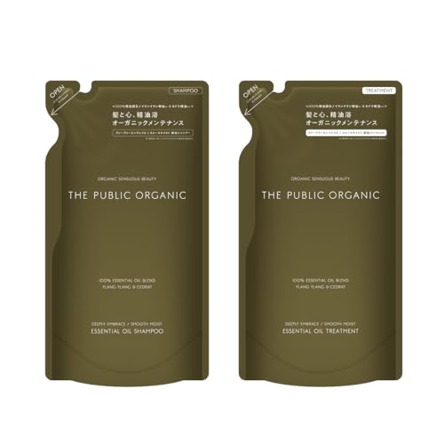 ザ パブリック オーガニック シャンプー トリートメント 【ディープリーエンブレイス スムースモイスト】 詰替 340mL アミノ酸 アロマ 精油 ヘアケア ノンシリコン 無添加 日本製 (詰替セット 各340ml)