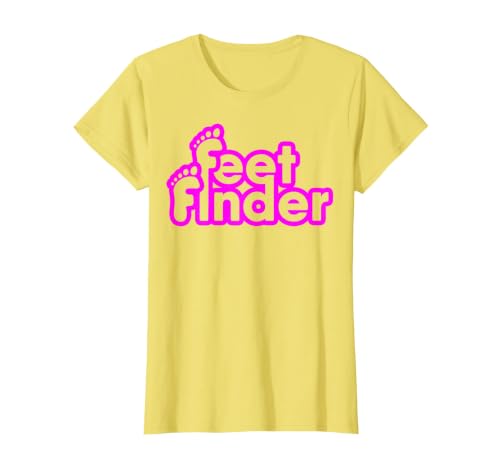 Feetfinder Funny for Men Women T-Shirt, Women, Lemon Yellow, Medium