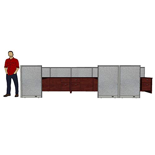 GOF 3 Person Workstation Cubicle (5\'D x 18\'W x 4\'H) / Office Partition, Room Divider (48\" H Cubicle with Desk, Artisan Grey)