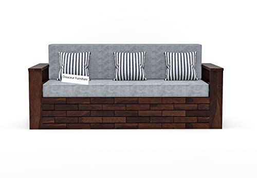 Image of Douceur Furnitures Solid Sheesham Wood 3 Seater Sofas | Three Seater Sofa Bed for Living Room, Hotels, Restaurant, Apartment |Wooden Sofa Bed