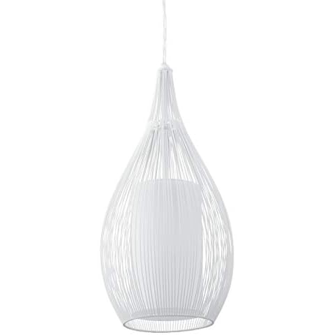 Lámpara colgante EGLO Razoni, 1 foco, acero, cristal satinado, blanco Cover