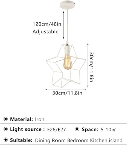 Pentagramme abat-jour suspension style industriel fer noir réglable
