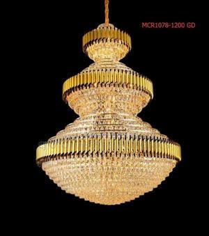 Image of Luxury Crystal Chandelier, Multi-Tier Pendant Light, 1200 by1800mm, Gold and Clear Glass (Black Gold, 1200 by 1800mm)