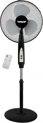 Kaspar Ventilator Standventilator mit Fernbedienung mit 3 Windgeschwindigkeiten Oszillationsfunktion Schwenkfunktion Timer 40 W 36 cm Durchmesser Höhenverstellbar Kreuzfuß Schwarz Kaspar Ventilator Standventilator mit Fernbedienung mit 3 Windgeschwindigkeiten Oszillationsfunktion Schwenkfunktion Timer 40 W 36 cm Durchmesser Höhenverstellbar Kreuzfuß Schwarz