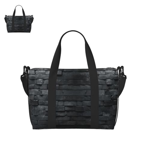 Black Brick Wall Duffle Bag for Men Women Gym Bag with Shoes Compartment Travel Bags Lightweight Overnight Bags