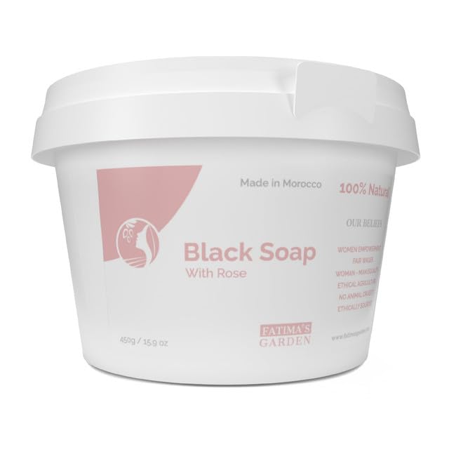 Sabonete preto marroquino Fatima's Garden com óleo de rosa, 450 g