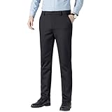 [ゲイショウ] スラックス ビジネスカジュアルパンツ メンズ 超伸縮 ストレッチ 裾上げ済み スーツパンツ 春秋冬 ノータック 仕事ズボン スリム ゴルフパンツ 快適イージーパンツ（ ブラック・3 0・厚手 ）