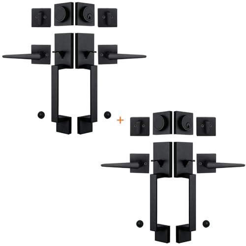 Image of NEWBANG 2 Pack to be Keyed Alike Double Door Handleset Set Matte Black