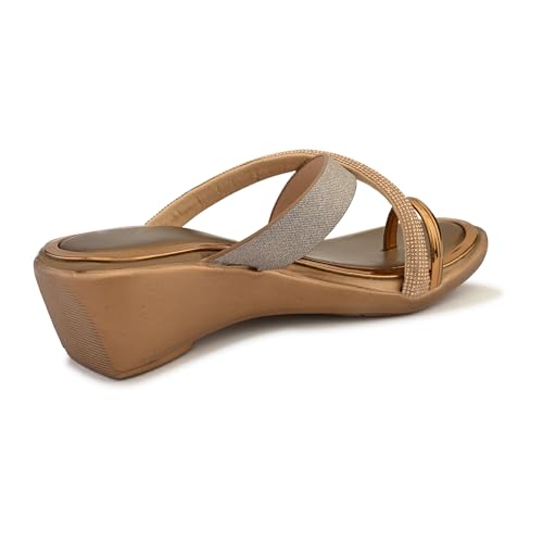Image of Centrino Women's Wedge Heel Sandals | Stylish Slip-On Sandals for Ladies | Soft Cushioned Footbed for Comfort | Elegant & Trendy Design | Lightweight and Durable Fashion Footwear (9410)