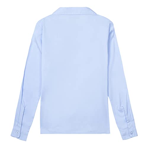 LittleSpring Girls Long Sleeve Uniform Shirts Peter Pan Collar Poplin Blouse2
