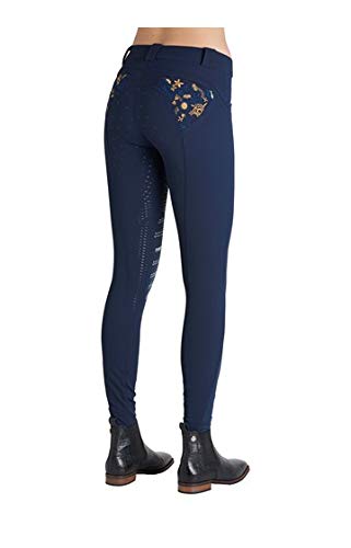 Montar Alina Yati - Pantalones de equitación para Mujer, Color Azul y Beige, 34