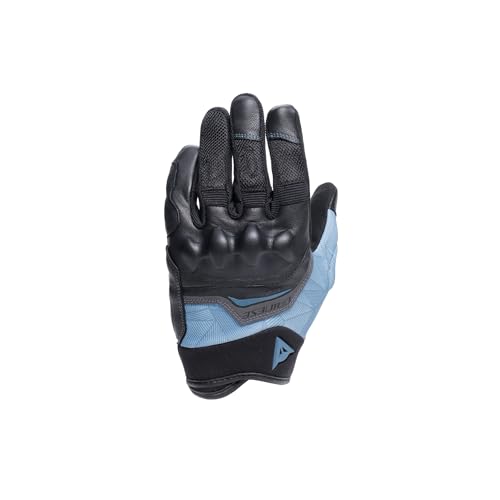 Dainese   Guantes Ermex, Guantes de Moto de Verano para Mujer, Transpirables con Inserciones de Malla, Protectores Rígidos en Nudillos, Refuerzos de Piel, Pantalla Táctil, Negro y Azul, Talla M