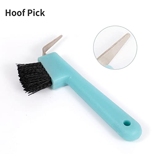 Rupxinsplend Horse Grooming Kit 11Pcs-Portable - Horse Brushes Set & Curry Combs, Sweat Scraper, Grooming Gloves, Hoof Pick, Hoof Knife, Horse Care Kit Equine Grooming Tool Set Horse Kit For Horse Cleaning Blue Tote #TOP4