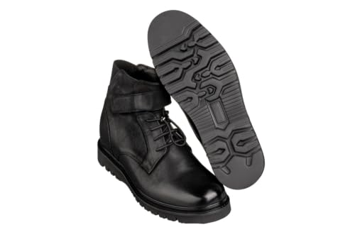 Image of CALTO Men's Invisible Height Increasing Elevator Shoes - Black Leather Lace-up Work-Style Casual Boots - 3.2 Inches Taller - K83114 - Size 10.5 D(M) US
