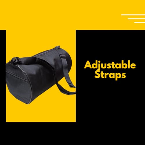 Image of Black Gym Duffel Bag, Water-Resistant Fabric, Adjustable Shoulder Strap, for Gym and Travel