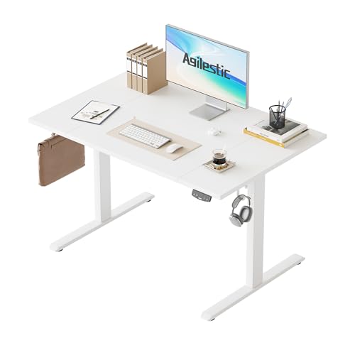 Agilestic Escritorio eléctrico regulable en altura 120 x 80 cm, escritorio de pie y sentado con función de memoria, escritorio para ordenador de altura ajustable, escritorio gaming con tablero de