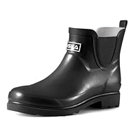 HISEA Women's Short Rubber Rain Boots Waterproof Chelsea Garden Boots for Ladies with Comfort Insole Stylish Ankle Rain Shoes Outdoor Work Booties CHOOSE ONE SIZE UP