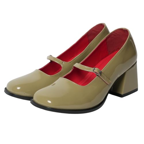 Image of Theater Women Mary Jane Block Heels | Single Strap Round Toe Pumps | Stylish & Comfortable for Formal, Office & Casual Wear