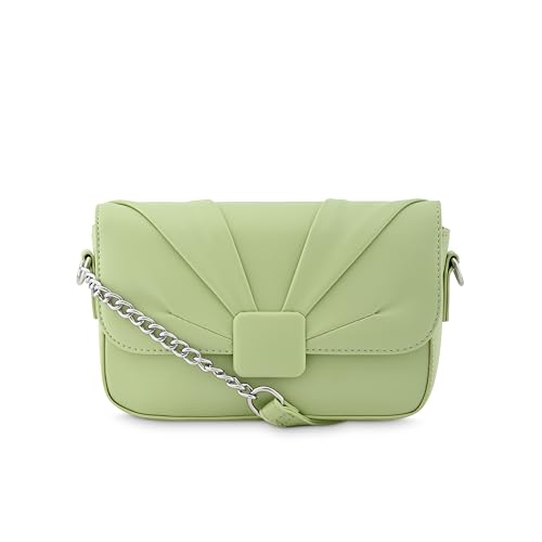 Image of Fastrack Sling Bag for Women | Semi PU Handbag with Top Zipper & Button Flap Closure | Stylish Crossbody with Chain Sling Strap for Casual & Party Use