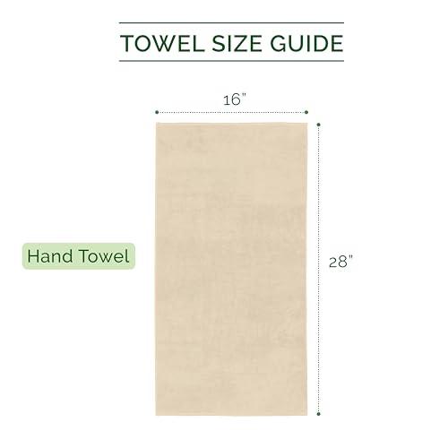 Image of Elegant Comfort 100% Turkish Cotton 4 Lines Viscose Stripe Luxury 4 Pack Hand Towel Set - Ultra Absorbent and Soft 16 x 28 Inch Premium Hotel Spa Quality Towels for Everyday Bath Use, Ivory