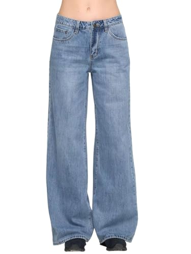 Image of KOTTY Women's Wide Leg Denim Jeans | Relaxed Fit High Rise Fashion Jeans for Casual Wear