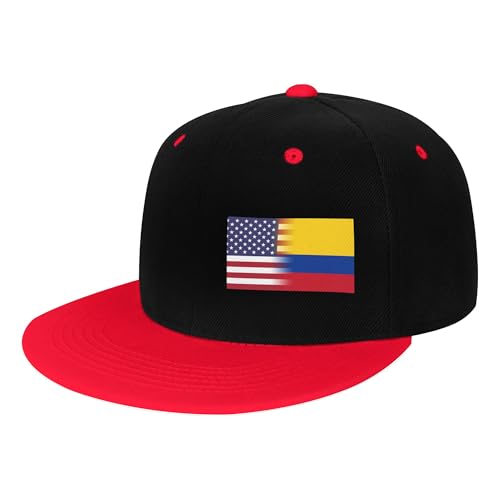 American Flag and Colombian Flag Children's Flat Brimmed Hip-hop Hat Flat Eave Sunscreen Duckbill Cap Headgear