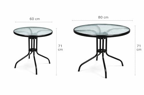 Image of Creative Outdoor Patio Bistro Set, Round Glass Top Table with 2 Outdoor Chairs, Steel Frame, Garden Seating (800)