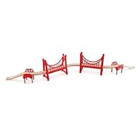 Hape E3710 Double Suspension Bridge - Wooden Train Track Accessories, multicolor